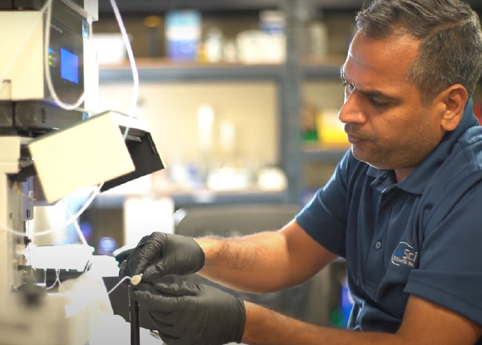 Engineer working on an LCMS system