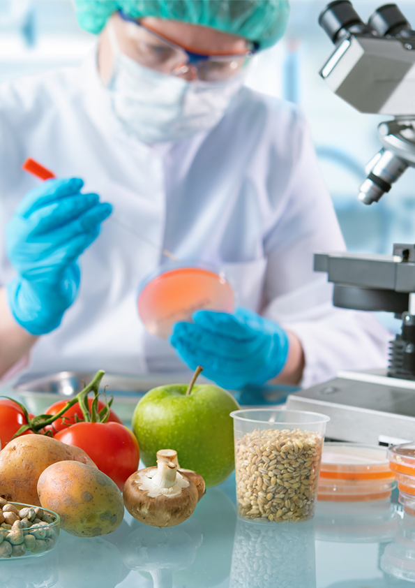 Lab worker testing food